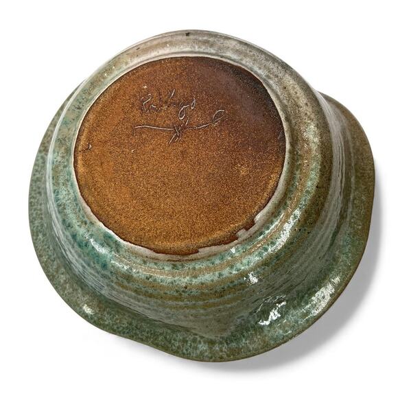 Vintage Artisan Signed handmade ceramic pour bowl Decorative Pottery Glazed - Picture 4 of 5